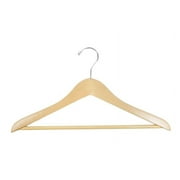 NAHANCO #80-17 17" Natural Gloss Flat Wooden Suit Hangers with Stationary Pant Bar (Pack of 100)
