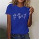 thumbnail image 4 of Tops de Ajuste Suelto para las Mujeres Sudadera Casual Impresa Manga Corta Cuello Redondo Superior, Poliéster, 4 of 4