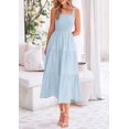 thumbnail image 3 of Vestido PRETTYGARDEN para mujer, midi, fruncido, de verano, azul claro, 3 of 9