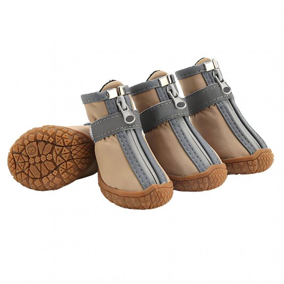 GASTROPOD 4Pcs Dog Shoes Lightweight Breathable Dog Boots Non-Slip TPR Sole Outdoor Activities Dog Rain Boots 4.8x4.3cm,Brown