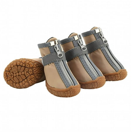 GASTROPOD 4Pcs Dog Shoes Lightweight Breathable Dog Boots Non-Slip TPR Sole Outdoor Activities Dog Rain Boots 4.8x4.3cm Brown