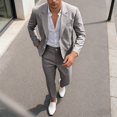thumbnail image 2 of IWRICH Men's Slim Fit Lightweight Casual Blazer Jacket Pants 2 Piece Set 2 Button Sport Coats Suit for Groom Groomsman Wedding Business Brown XL, 2 of 5