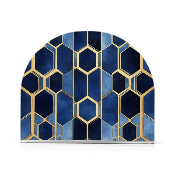 Yayeee Napkin Holder for Table Kitchen Paper Tissue Organization, Blue Hexagon Pattern