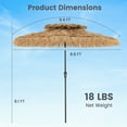 thumbnail image 3 of Gymax 8.8 FT Hawaiian Style Umbrella Thatched Tiki Umbrella w/8 Ribs Sun-proof Fabric, 3 of 10