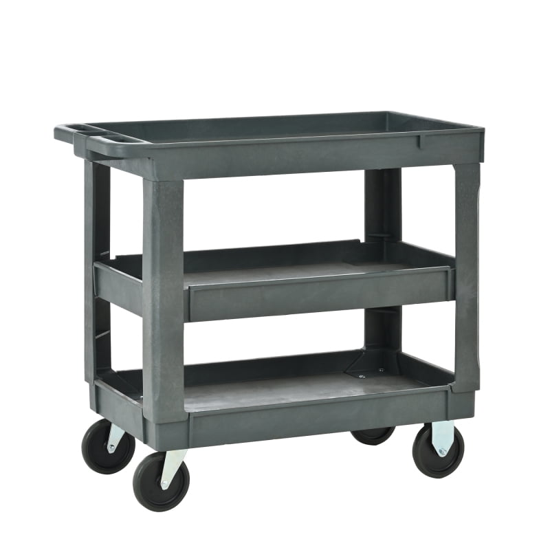 Foldable Storage Cart With 2 Drawers - Multi-Layer Rolling Cart With Swivel Wheels & Metal Handle