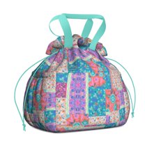 Boho Bohemia Flower Drawstring Lunch Bag Women - Drawstring Lunch Bag Insulated for Work Office - Stain-Resistant Large Lunchbags for Women with Multi-Pockets