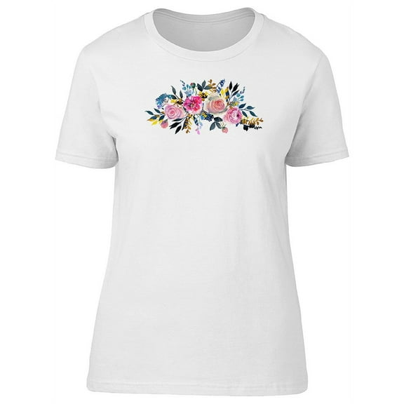 Floral Wreath Gentle Pink Roses T-Shirt Women -Image by Shutterstock, Female Medium
