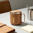 thumbnail image 1 of Insulated Stainless Steel Mug Thermal Tea Cup with Lid & Handle Double Wall Coffee Mug Leak-Resistant Travel Cup Ergonomic, Brown, JKODE, 1 of 7
