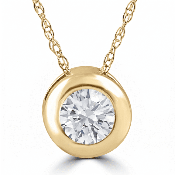 Pompeii .25 - 1.00Ct Round Diamond Solitaire Pendant Necklace 14k White or Yellow Gold