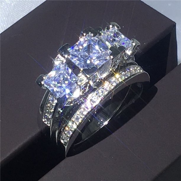 FDLK, 2 uds., conjunto nupcial, anillos elegantes para mujer, joyería de moda de compromiso de boda con anillo femenino de circón cúbico brillante completo Tan Jianjun unisex