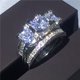 thumbnail image 1 of FDLK, 2 uds., conjunto nupcial, anillos elegantes para mujer, joyería de moda de compromiso de boda con anillo femenino de circón cúbico brillante completo Tan Jianjun unisex, 1 of 2
