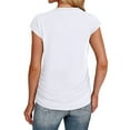 thumbnail image 3 of Plebaso T-shirts Décontractés pour Femmes d'Été à Manches Courtes Style Cap, Col Rond, Couleur Unie, Coupe Ample, T-Shirt Basique pour Femmes, 3 of 7