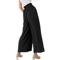 thumbnail image 3 of Enwejyy Womens Thin Summer Breathable Woven Wide-Leg Trousers Elastic Waist High Waist Loose Causal Pants, 3 of 5