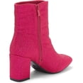 thumbnail image 3 of Top Moda Women Ankle Boots Block High Heels Rhinestone Bling Short Booties Side Zipper HESTER-15 Hot Pink Fuchsia 7, 3 of 5
