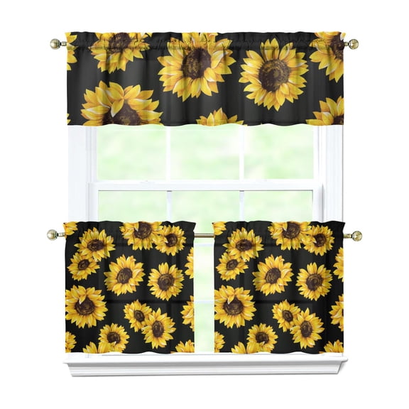 Farmhouse Bohemian Curtains 24 Inch - 3 Panel Floral Vintage Set with Rustic Botanicals, Rod Pocket Window Treatment