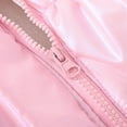 thumbnail image 5 of ZDHoor Girls Medium Long Puffer Jacket Metallic Glitter Hooded Long Sleeve Winter Warm Coat Pink 5-6, 5 of 7