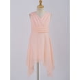 thumbnail image 3 of Hansber Junior Bridesmaid Dress Wedding Flower Girls Chiffon Sleeveless V-neck Asymmetrical Summer Sundress Pink 10, 3 of 7