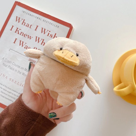Cartoon Cute 3D Plush Duck Hand Warmer Silicone Bluetooth Wireless Earphone Case for Apple AirPods pro2 3 for AirPods 1 2 cover (for AirPods 3)