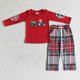 thumbnail image 1 of Venta al por mayor, conjunto de túnica de algodón para niña, camión de Navidad, árbol, conjunto para niños, pantalones a cuadros, ropa de dormir bordada, pijamas para niños pequeños, 1 of 2