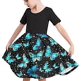 thumbnail image 4 of LOVZFMLL Robe Mignonne à Manches Courtes pour Tout-Petits Enfants Imprimé Épissure Extensible Robe Trapèze, 4 of 7