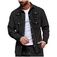 thumbnail image 2 of pstuiky Camisas de manga larga abrigadas para hombre, Chaqueta tipo cárdigan de manga larga con solapa y botones, color liso, para hombre, con múltiples bolsillos tops de invierno para hombre xl, 2 of 6