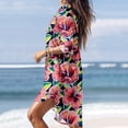 thumbnail image 4 of Ruimatai Robe de Plage pour Femmes Liquidation Robe de Plage Grande Taille Été Décontractée Col Rabattu Manches Longues Imprimée Blouse Boutons avec Poche Chemise Robes, 4 of 7