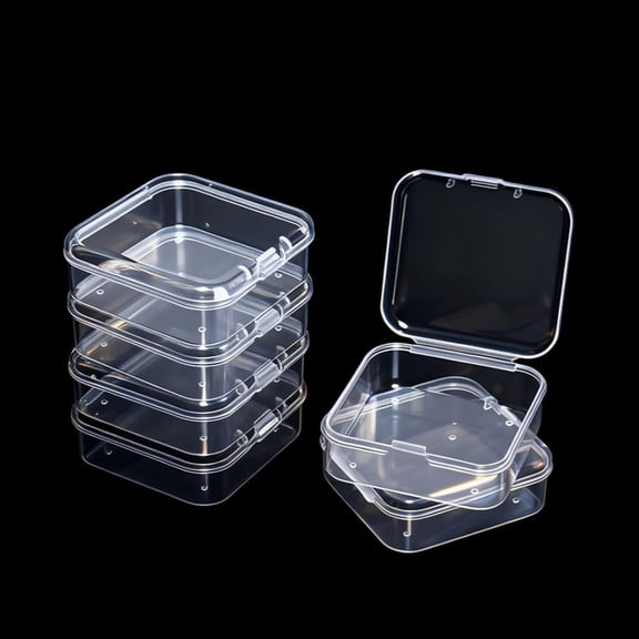 XIBUFE 6 Pcs Mini Plastic Storage Containers Box with Lids,Clear Rectangle Organizer,Small Plastic Case for Collecting Small Items,Beads,Crafts Accessories,Screws (2.16 X 2.16 X 0.79 Inch)