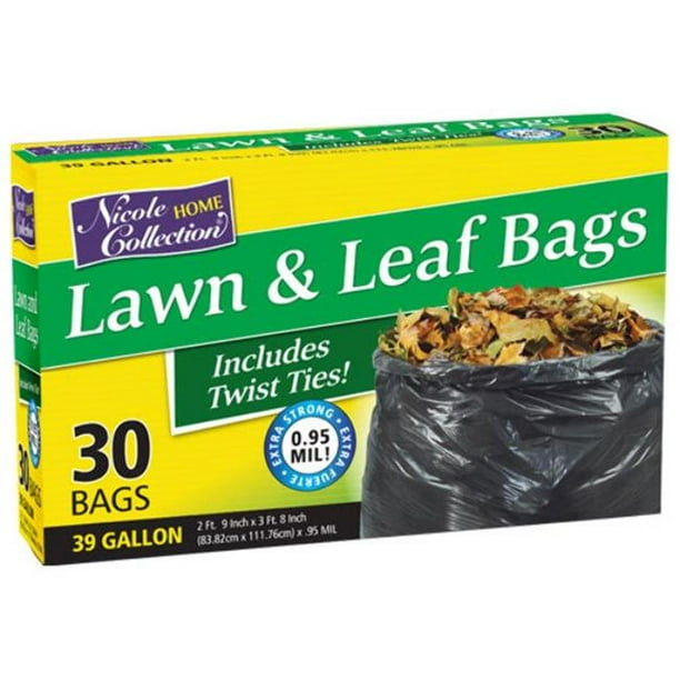 DDI 2267744 39 Gallon Lawn & Leaf Bags 30Packs Nicole Home Collection Case of 10 Walmart