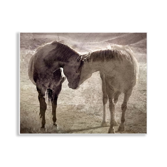 Stupell Industries Muted Horse Pair Hugging Animals Painting Unframed Art Print Wall Art, 14 x 11
