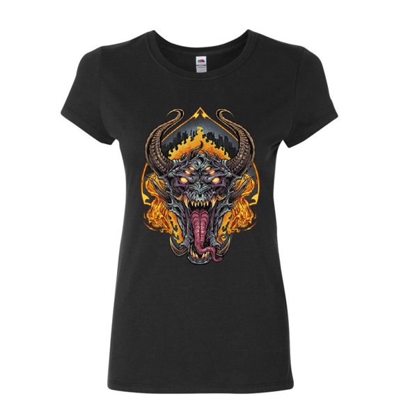 Tee Hunt Demon Face Women's T-Shirt Halloween Horror Devil Hell Nightmare Evil Shirt