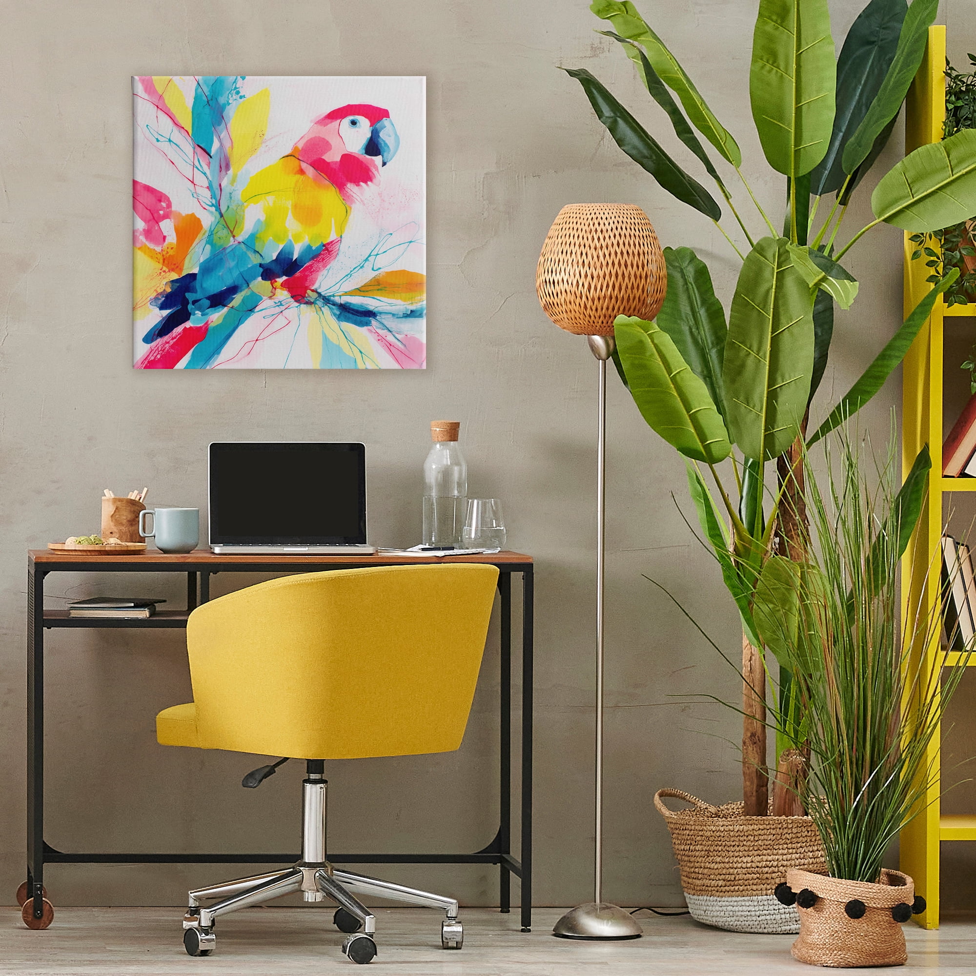 Stupell Industries Expressive Parrot in Bloom Canvas Wall Art, design by Chromatic Storm Studio
