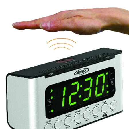 Jensen - AM/FM Dual-Alarm Clock Radio with Wave Sensor