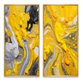 thumbnail image 2 of Designart "Cosmic Vibrations in Yellow and Grey II" Abstract Framed Wall Art Set Of 2 - Yellow Abstract Framed Canvas Set For Living Room Decor, 2 of 6