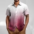 thumbnail image 2 of ZCFZJW Ombre Shirts for Men Lightweight Casual Summer Short Sleeve Button Down Beach Hawaiian T-Shirts Loose Regular Fit Beach Vacation Tees Tops Red XL, 2 of 5