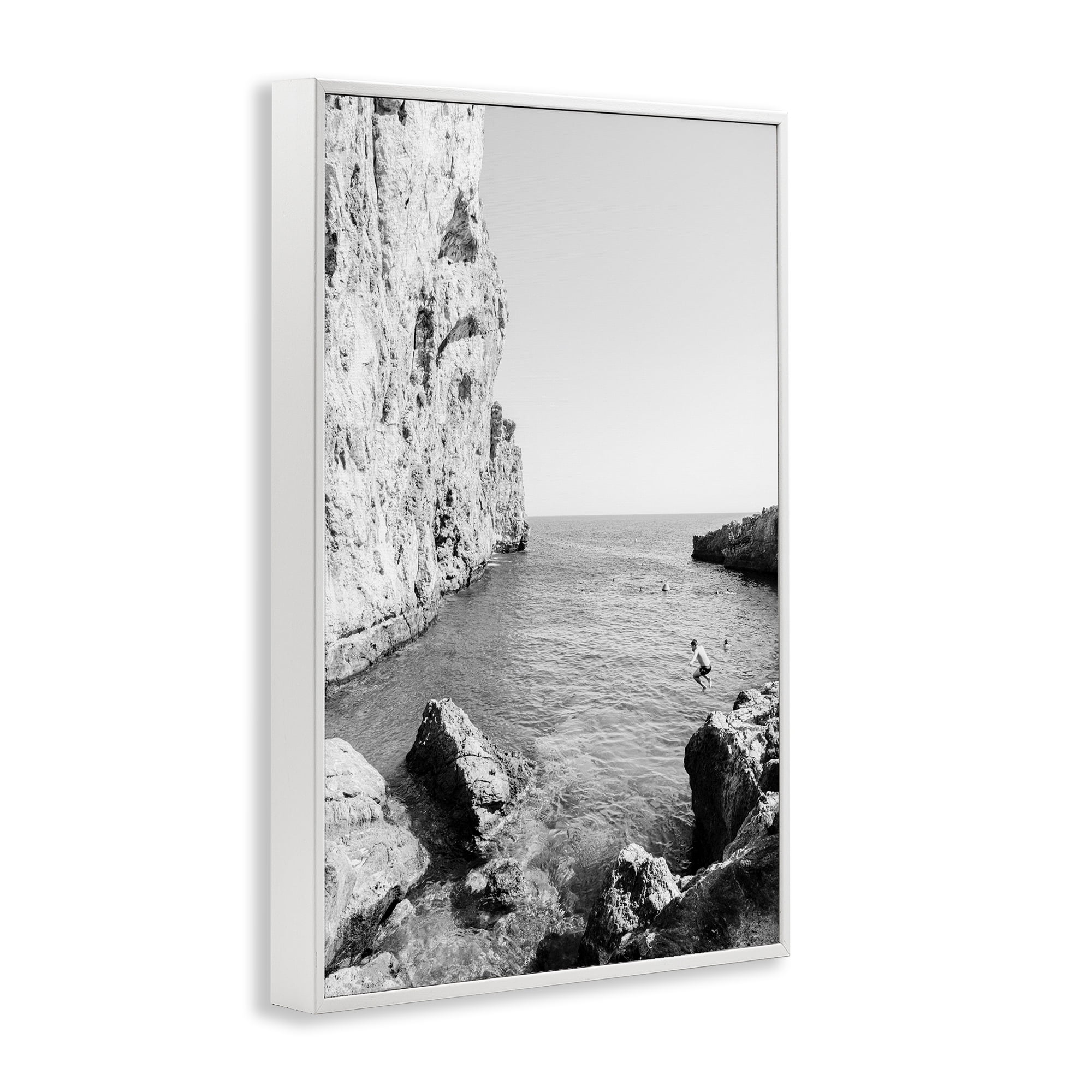 Stupell Industries The Dive Cove Coastal Photography White Framed Art Print Wall Art, 16 x 24