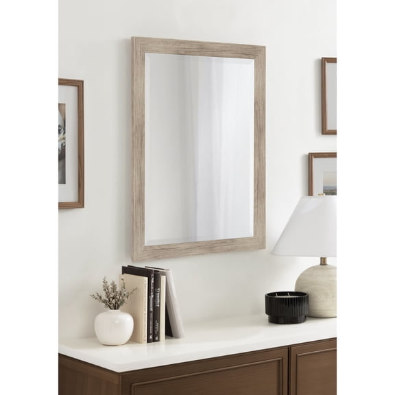DesignOvation Beatrice Framed Decorative Rectangle Wall Mirror, 21 x 27, Rustic Brown, Farmhouse Rectangular Vanity Mirror for Use as Bathroom Mirror for Over Sink or Rustic Entryway Mirror