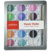 Classic Chalk Set by Pebbles Inc. | Basic Brights | Includes 30 chalks in various colors, applicator tool, and reusable pom-poms