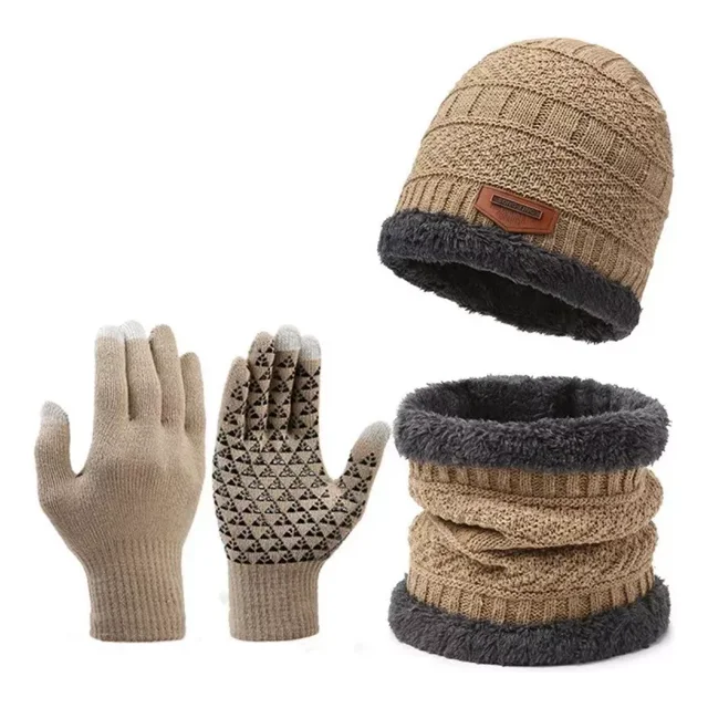 3 En 1 Gorro Guantes Bufanda Para Frio Invierno Unisex