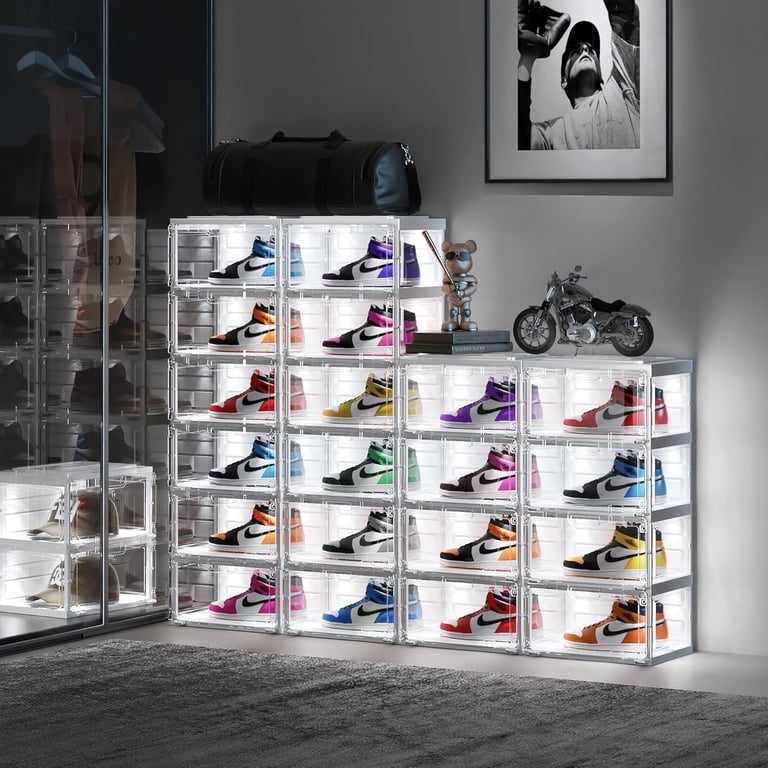 Stackable Shoe Storage Led Shoe Display Case Voice-Activated LED Shoe Storage Box - Dropside ...