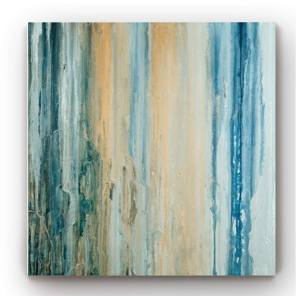 Renditions Gallery Canvas Wall Art for Home Teal & Orange Tiger Stripes Abstract Artwork Prints for Bedroom Kitchen Decorations - 40"x40" LT34