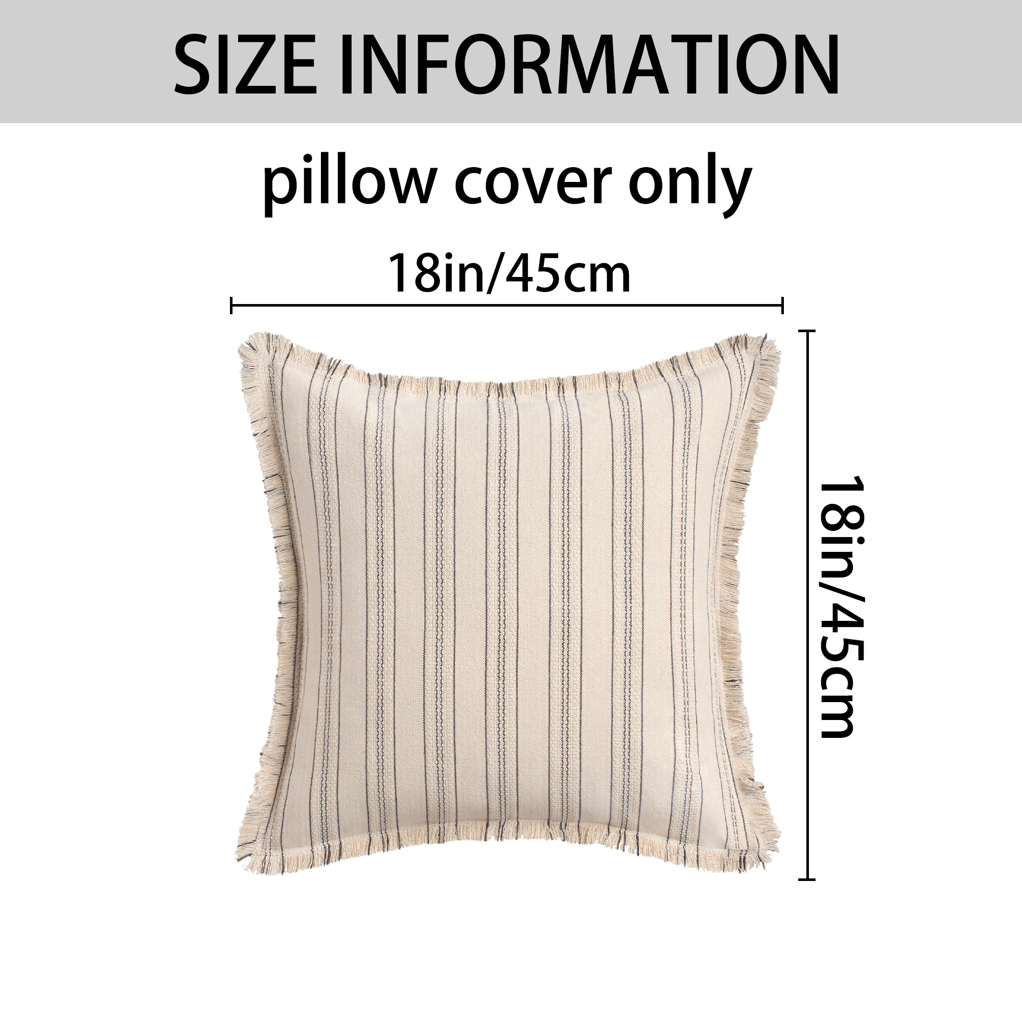 Unique Bargains Pack of 2 Striped Throw Pillow Covers with Tassel Edge Grey