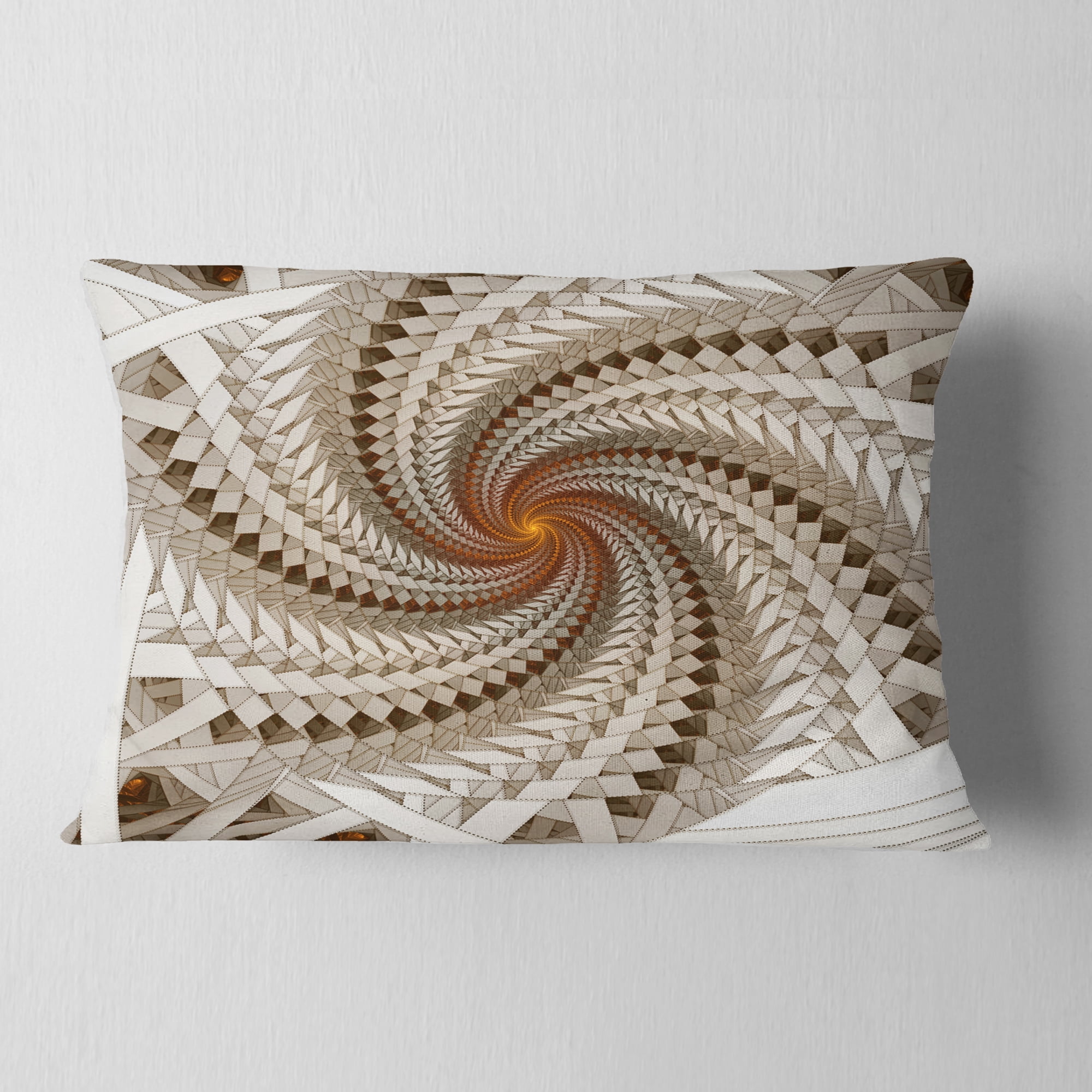 Designart White Fractal Spiral Pattern - Abstract Throw Pillow - 12x20