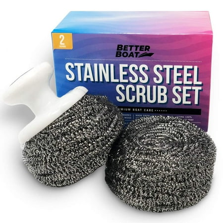 Better Boat Stainless Steel Scrubber Set Kitchen Heavy Duty Cleaning Supplies 2 Count