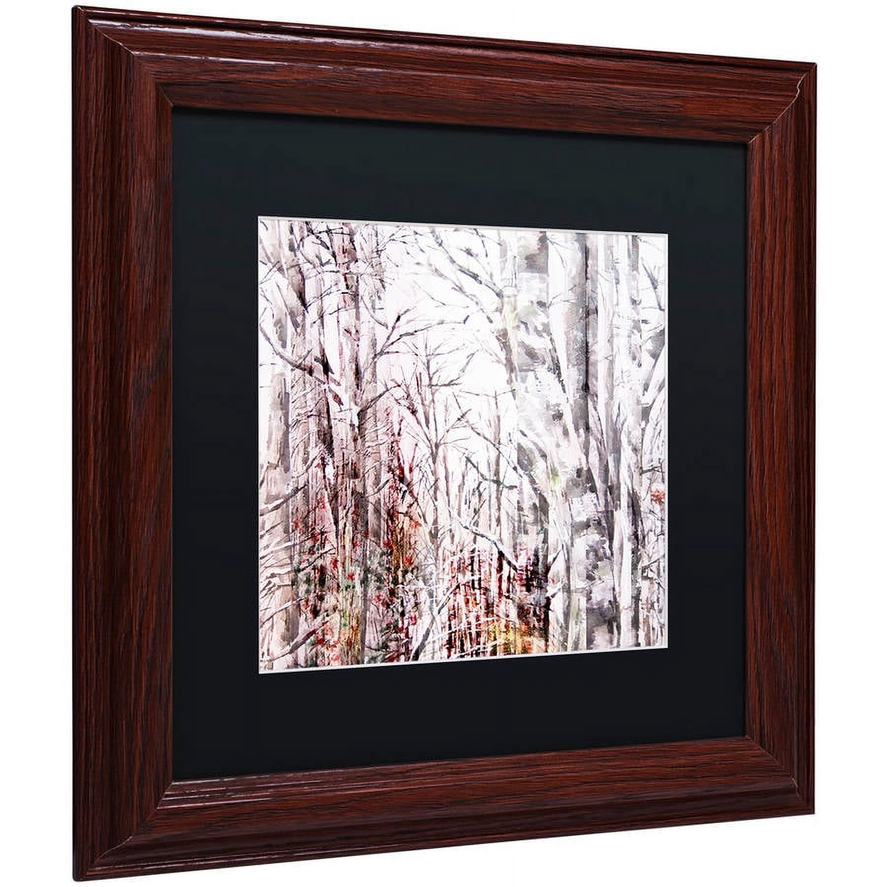 Trademark Fine Art "Winter Trees" Canvas Art by Lisa Powell Braun, Black Matte, Wood Frame