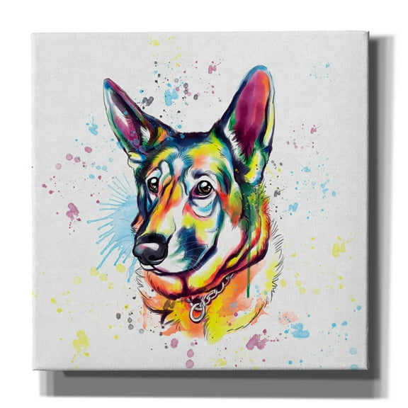 Epic Graffiti 'Colorful Watercolor German Shepherd' by Furbaby Affiliates, Canvas Wall Art, 37"x37"