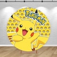 thumbnail image 3 of Fondo redondo para fiesta, tema de Pokémon, fondo para cumpleaños, cubierta elástica, decoración redonda para niños, bola amarilla para mascotas, Pikachu, accesorios, pancarta, 3 of 4