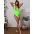 thumbnail image 5 of DARING DIVA Women's Deep V Plunge Monokini Backless Bikini Set Small Fluorescent Green, 5 of 6