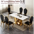 thumbnail image 2 of GAKMCIL 70" Rectangle Faux Marble Dining Table for 6-8 People, Kitchen Table with Mirrored Finish Stainless Steel Base, Adjustable Non-Slip Feet, 300lbs Load for Dining Room, Kitchen (Gold&White), 2 of 7