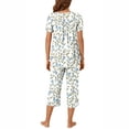 thumbnail image 4 of WIZUTIZ Pajamas for Women Short Sets for Women Women's Round Neck Flower Print Short Sleeve Sleepshirt And Pants Sets Homewear Pajamas With Pockets O, 4 of 6
