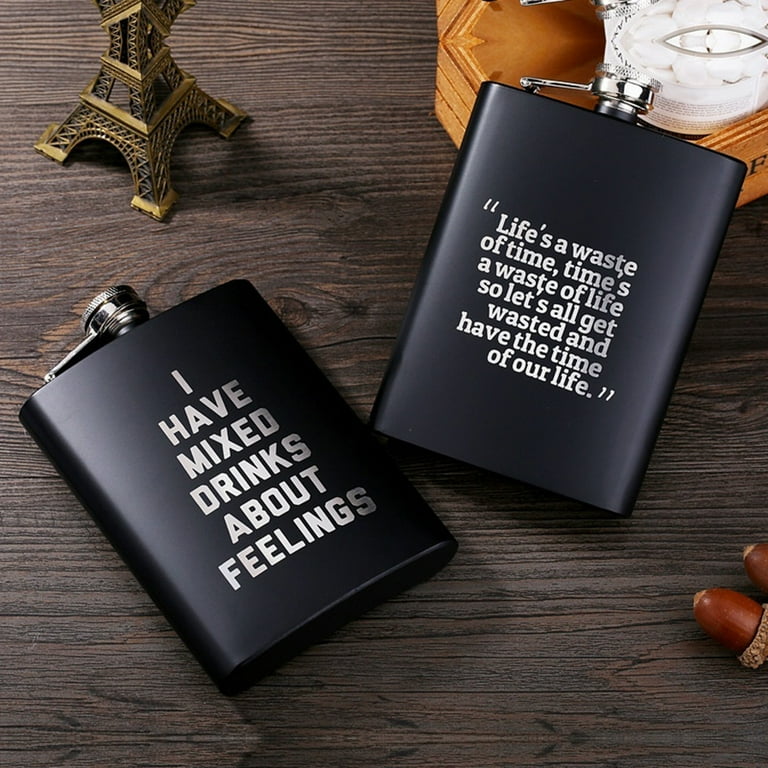 8oz I Have Mixed Drinks About Feelings Stainless Steel Flask 8oz I Have Mixed Drinks About Feelings Stainless Steel Flask